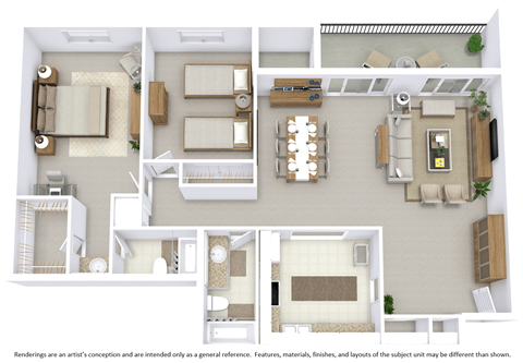 Floor plan for 2 beds, 2 baths, 1160 sqft
